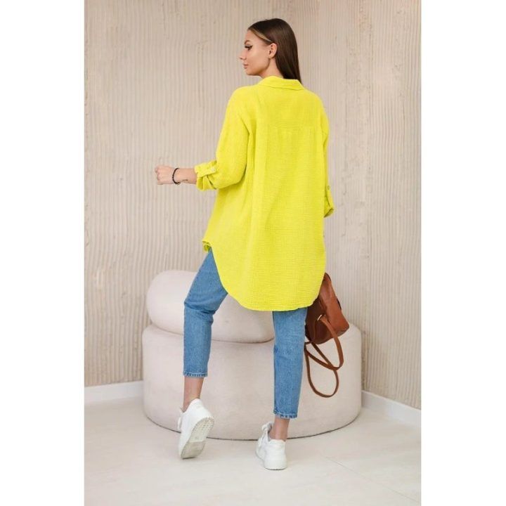 Moteriška oversize medvilninė muilino palaidinė, kiwi spalvos