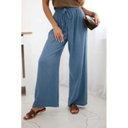 Moteriškos plačios muslino kelnės Denim, mėlynos spalvos