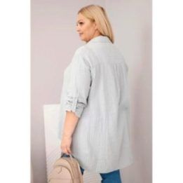 Moteriški muslino marškiniai Plus Size, pilki