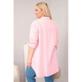 Moteriška Plus Size muslino palaidinė, rožinės spalvos
