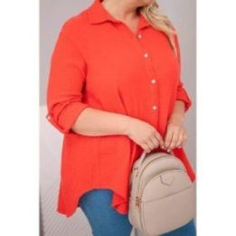 Moteriška Plus Size muslino palaidinė, raudonos spalvos