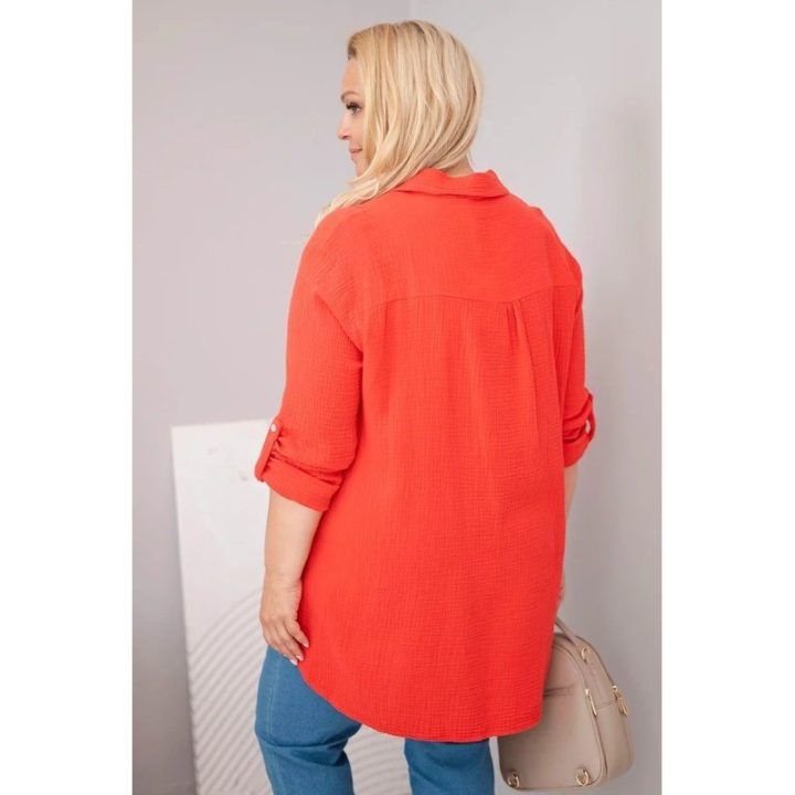 Moteriška Plus Size muslino palaidinė, raudonos spalvos