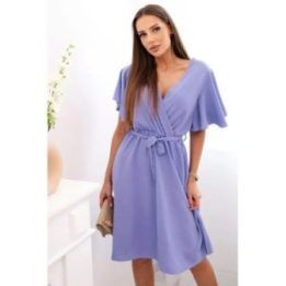 Moteriška suknelė su V formos iškirpte, violetinė