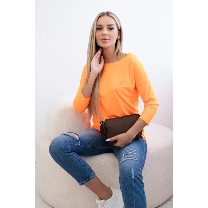 Moteriška palaidinė su valtine iškirpte, oranžinės spalvos