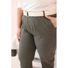 Moteriškos chaki spalvos Plus Size kelnės su diržu