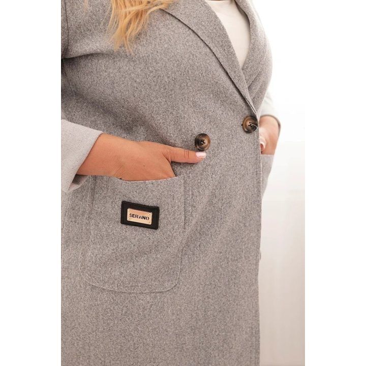 Moteriškas Plus Size paltas, pilkos spalvos