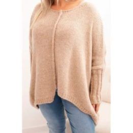 Moteriškas Plus Size megztinis, kapučino spalvos