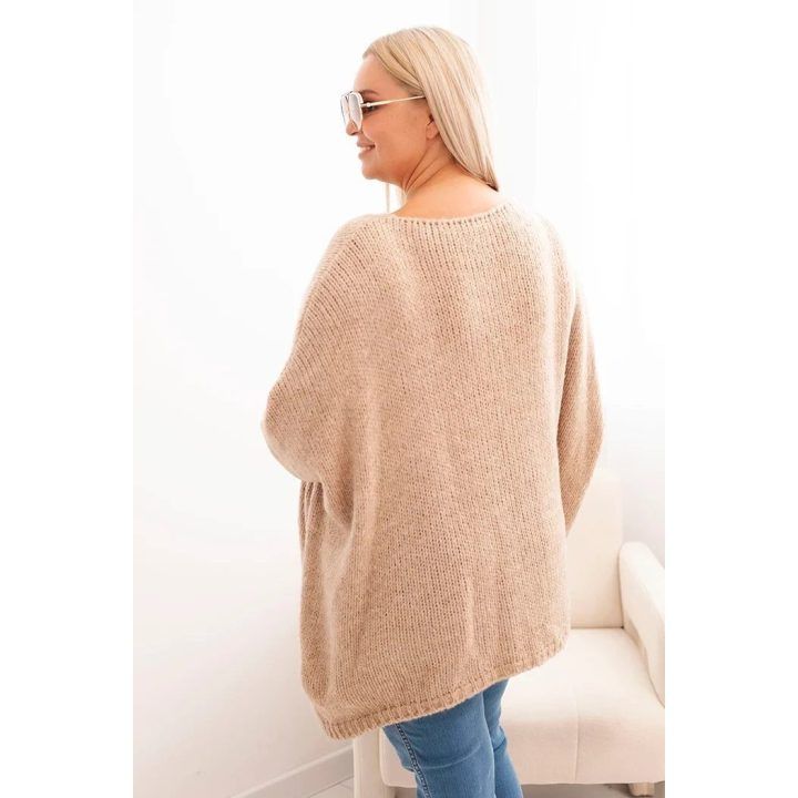 Moteriškas Plus Size megztinis, kapučino spalvos