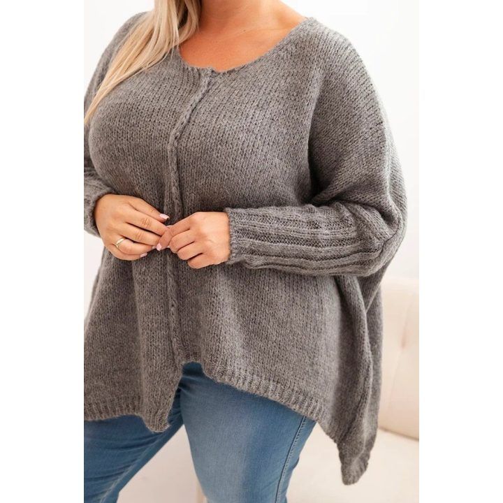 Moteriškas Plus Size pilkas megztinis