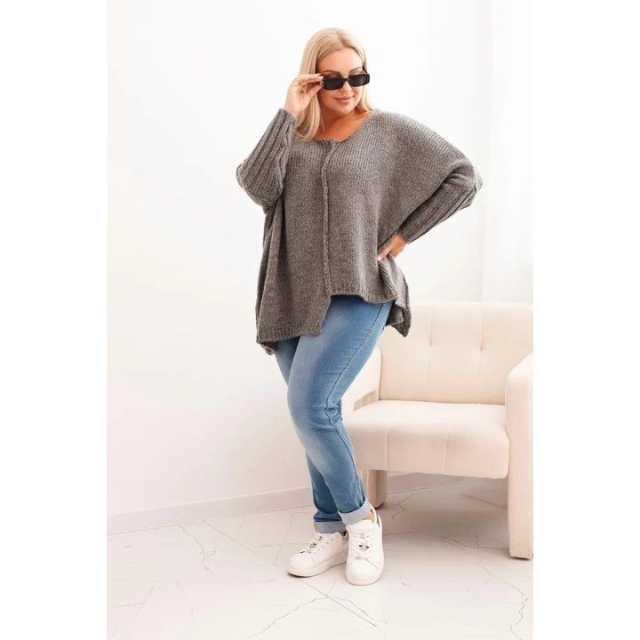 Moteriškas Plus Size pilkas megztinis