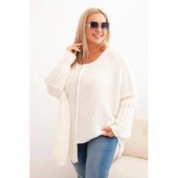 Moteriškas Plus Size megztinis, ekru spalvos