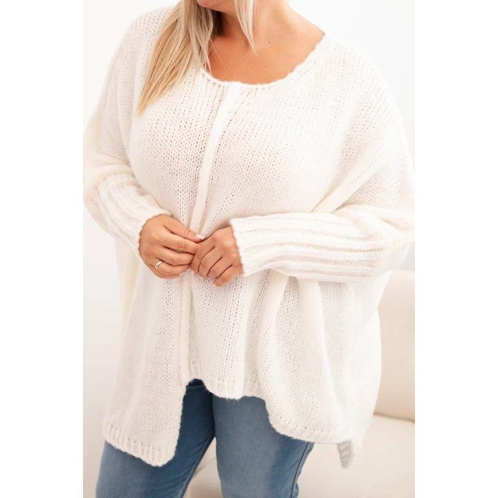 Moteriškas Plus Size megztinis, ekru spalvos