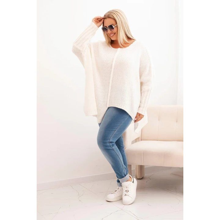 Moteriškas Plus Size megztinis, ekru spalvos
