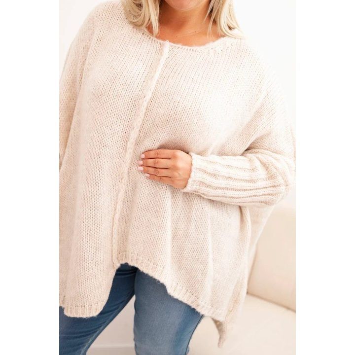 Moteriškas Plus Size megztinis, smėlio spalvos