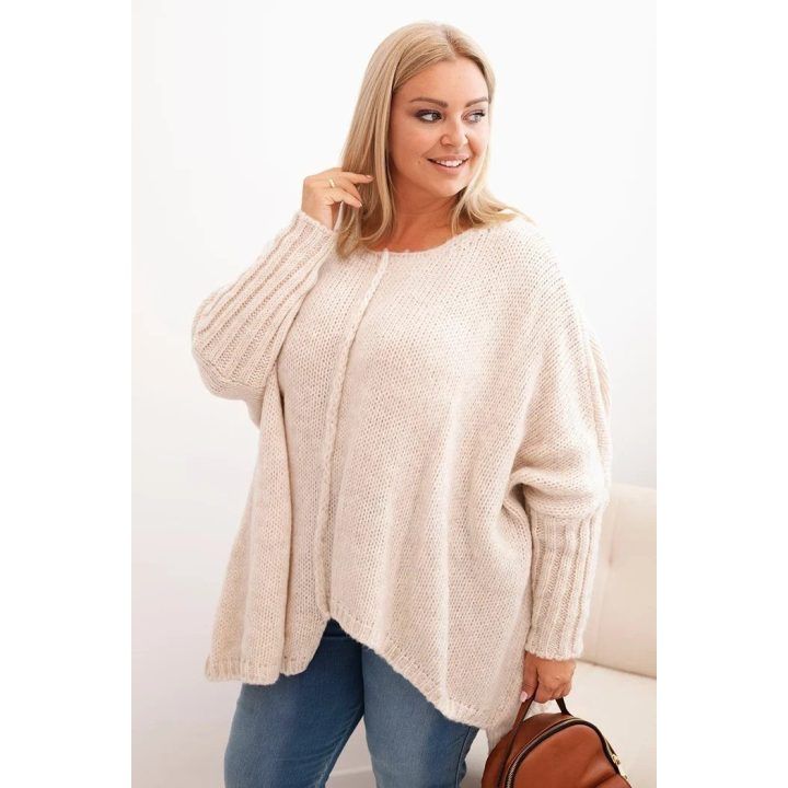 Moteriškas Plus Size megztinis, smėlio spalvos