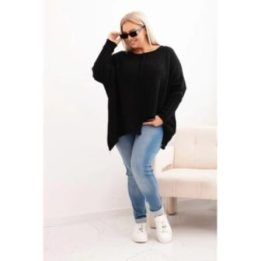 Moteriškas Plus Size megztinis, juodos spalvos
