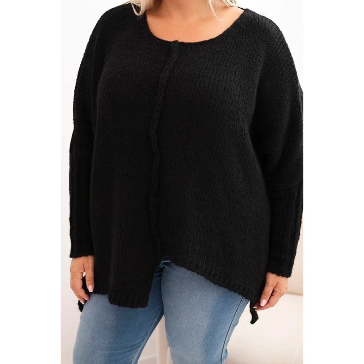 Moteriškas Plus Size megztinis, juodos spalvos