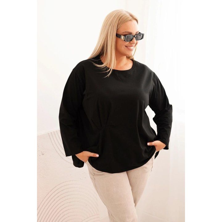 Moteriška Plus Size palaidinė, juodos spalvos