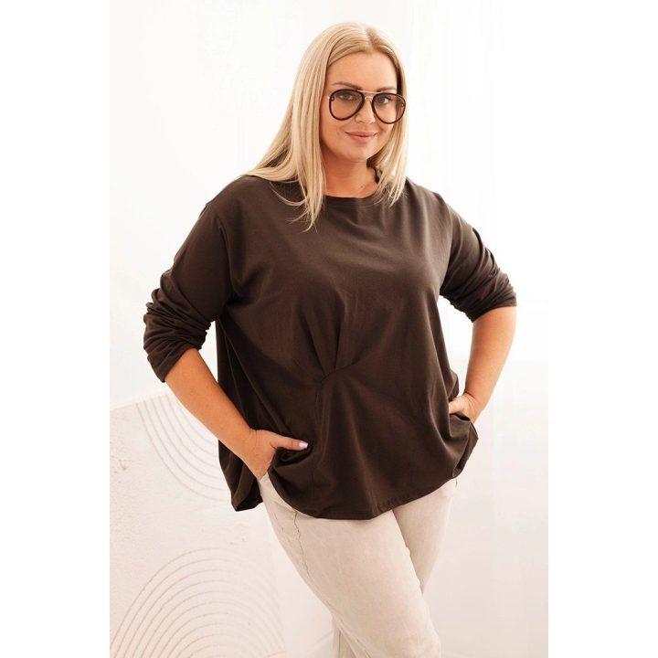 Moteriška Plus Size palaidinė su kišene, chaki spalvos
