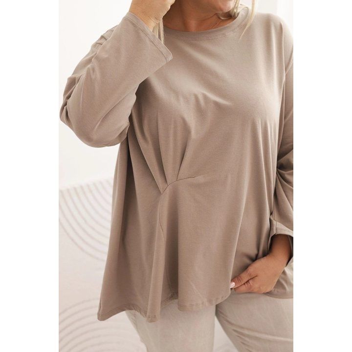 Moteriška Plus Size palaidinė su kišene ir užlenktomis rankovėmis, chaki spalvos
