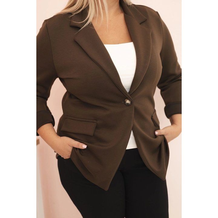 Moteriškas Plus Size viskozinis švarkas, rudas