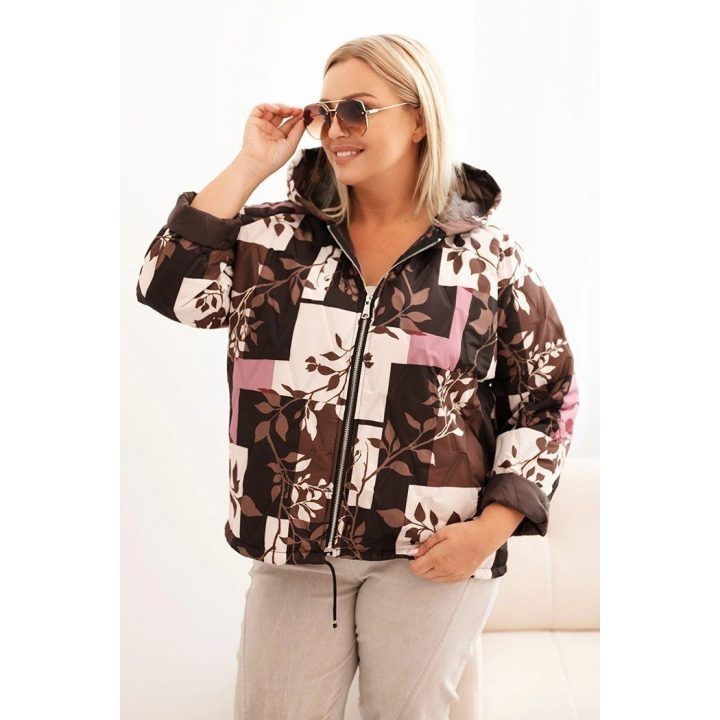 Moteriška Plus Size striukė su gobtuvu, ruda