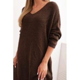 Moteriška Plus Size ruda suknelė su V formos iškirpte