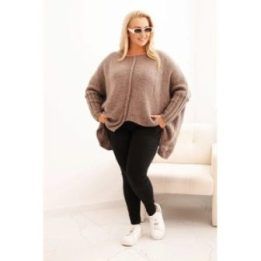 Moteriškas Plus Size megztinis su 70 % akrilo, fango spalvos