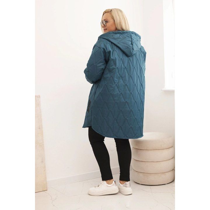 Moteriška Plus Size dygsniuota striukė su gobtuvu ir užrašu HOPE, jūros žalumo spalvos