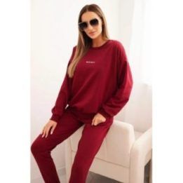 Moteriškas medvilninis komplektas Minimal, burgundiškos spalvos