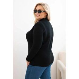 Moteriškas Plus Size viskozinis megztinis aukštu kaklu, juodos spalvos