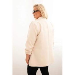 Moteriškas Plus Size švarkas oversize, smėlio spalvos