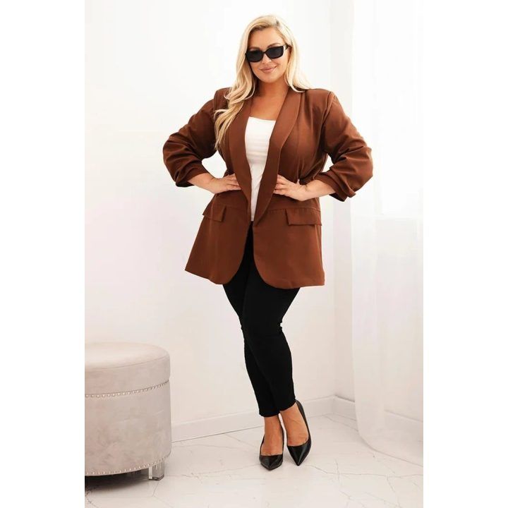 Moteriškas Plus Size švarkas, rudos spalvos