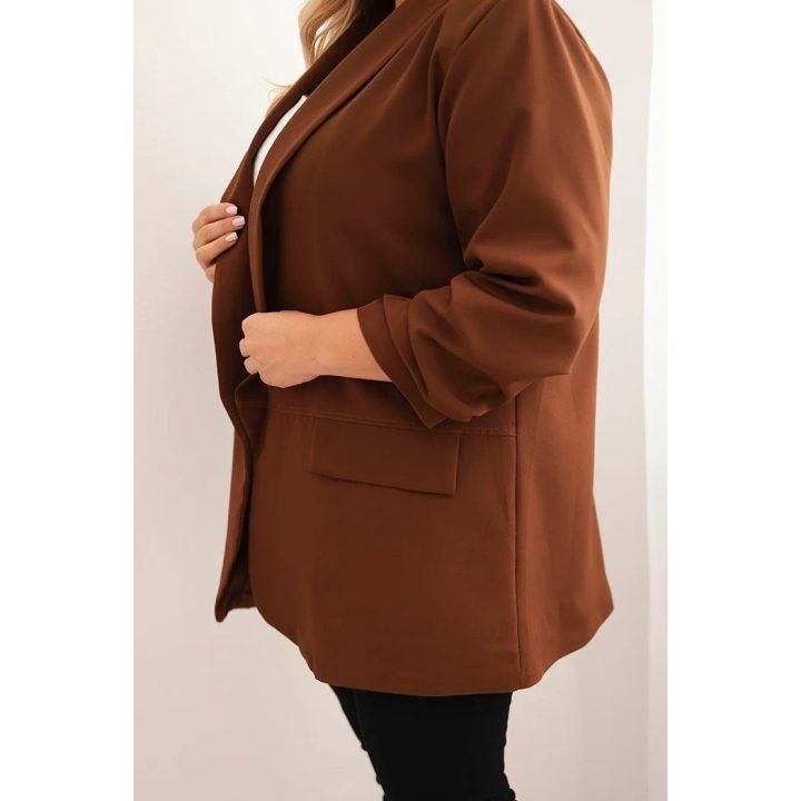 Moteriškas Plus Size švarkas, rudos spalvos