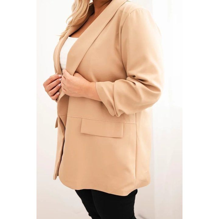 Moteriškas Plus Size švarkas, kapučino spalvos