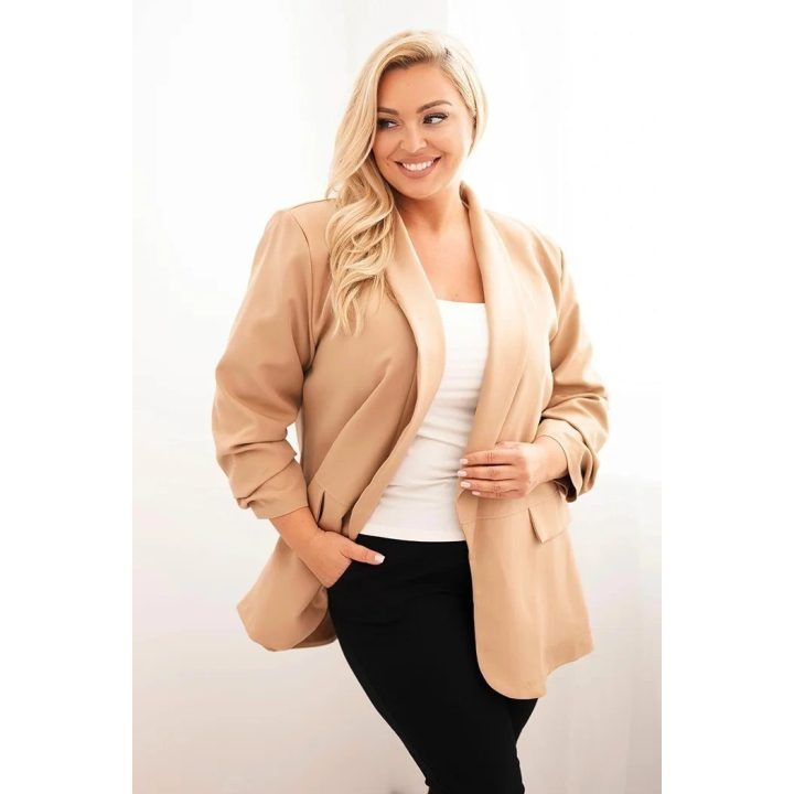 Moteriškas Plus Size švarkas, kapučino spalvos