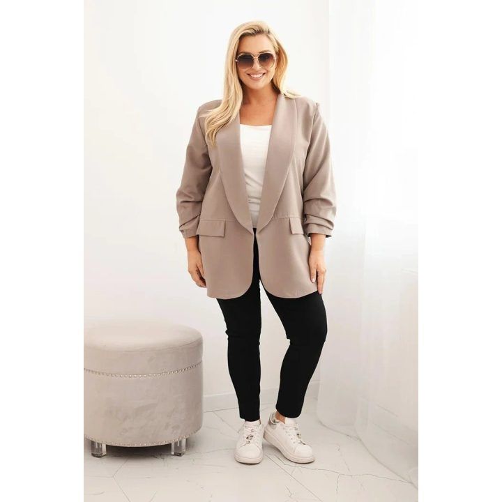 Moteriškas Plus Size švarkas, kapučino spalvos