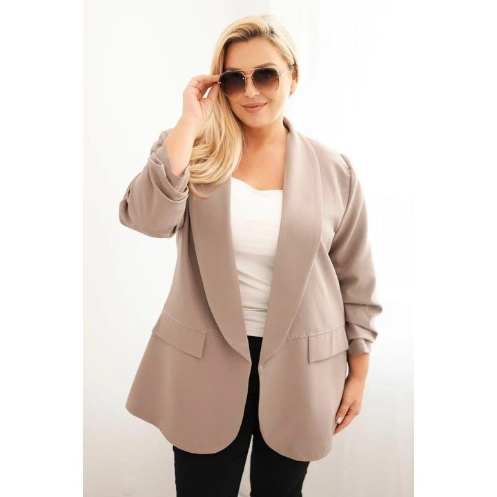 Moteriškas Plus Size švarkas, kapučino spalvos