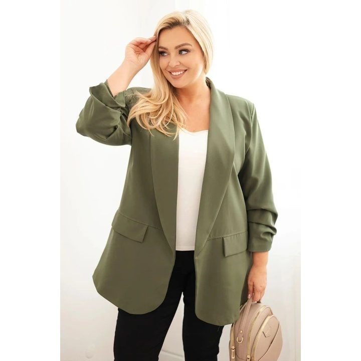 Moteriškas Plus Size chaki spalvos švarkas oversize