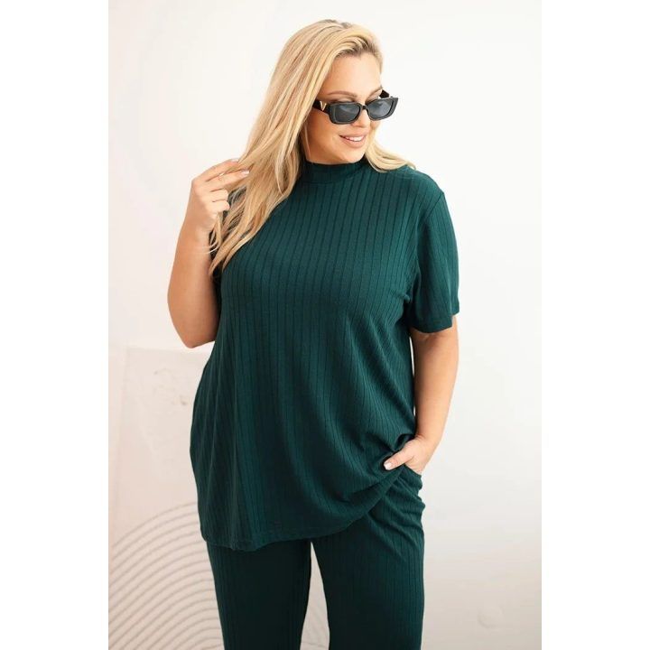 Moteriškas Plus Size 3 dalių komplektas, tamsiai žalios spalvos