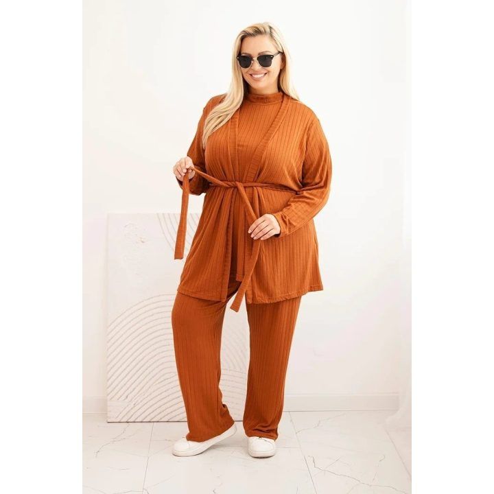 Moteriškas Plus Size 3 dalių komplektas, kapučino spalvos