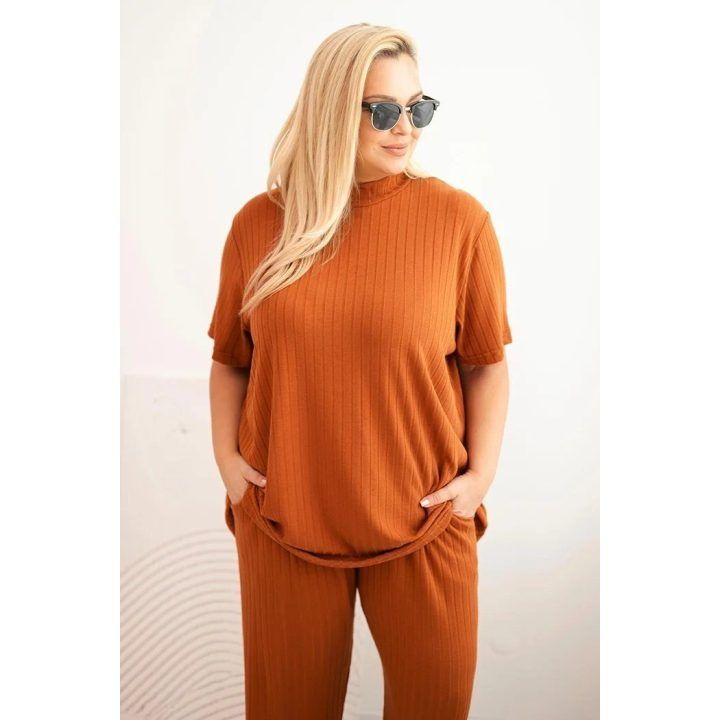 Moteriškas Plus Size 3 dalių komplektas, kapučino spalvos