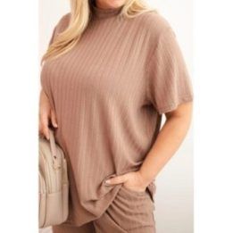 Moteriškas Plus Size 3 dalių komplektas, kapučino spalvos