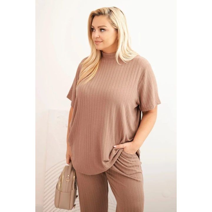 Moteriškas Plus Size 3 dalių komplektas, kapučino spalvos