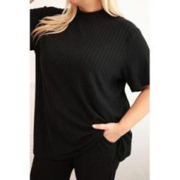 Moteriškas Plus Size 3 dalių komplektas, juodos spalvos