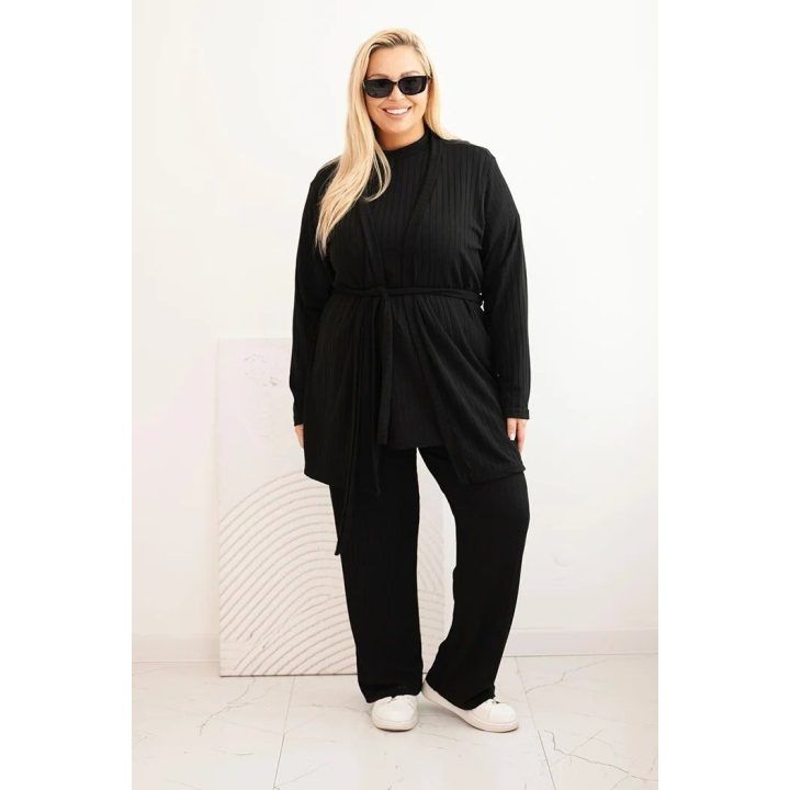 Moteriškas Plus Size 3 dalių komplektas, juodos spalvos