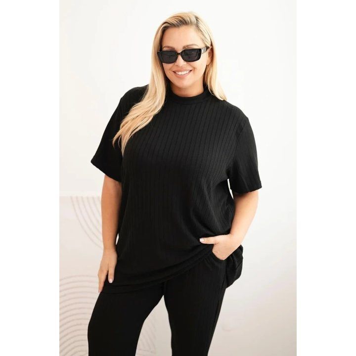 Moteriškas Plus Size 3 dalių komplektas, juodos spalvos