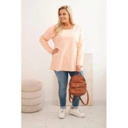 Moteriška Plus Size palaidinė su valtine iškirpte, persikinės spalvos