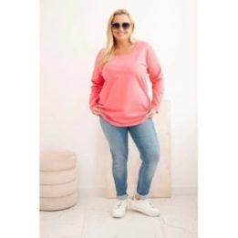 Moteriška Plus Size palaidinė su laivo formos iškirpte, rožinės spalvos