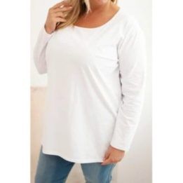 Moteriška Plus Size palaidinė su laiveliu, balta
